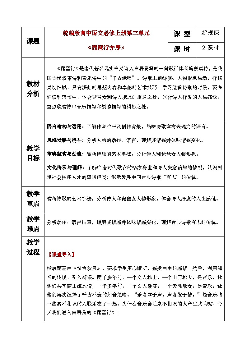8（3）《琵琶行》教学设计第1页