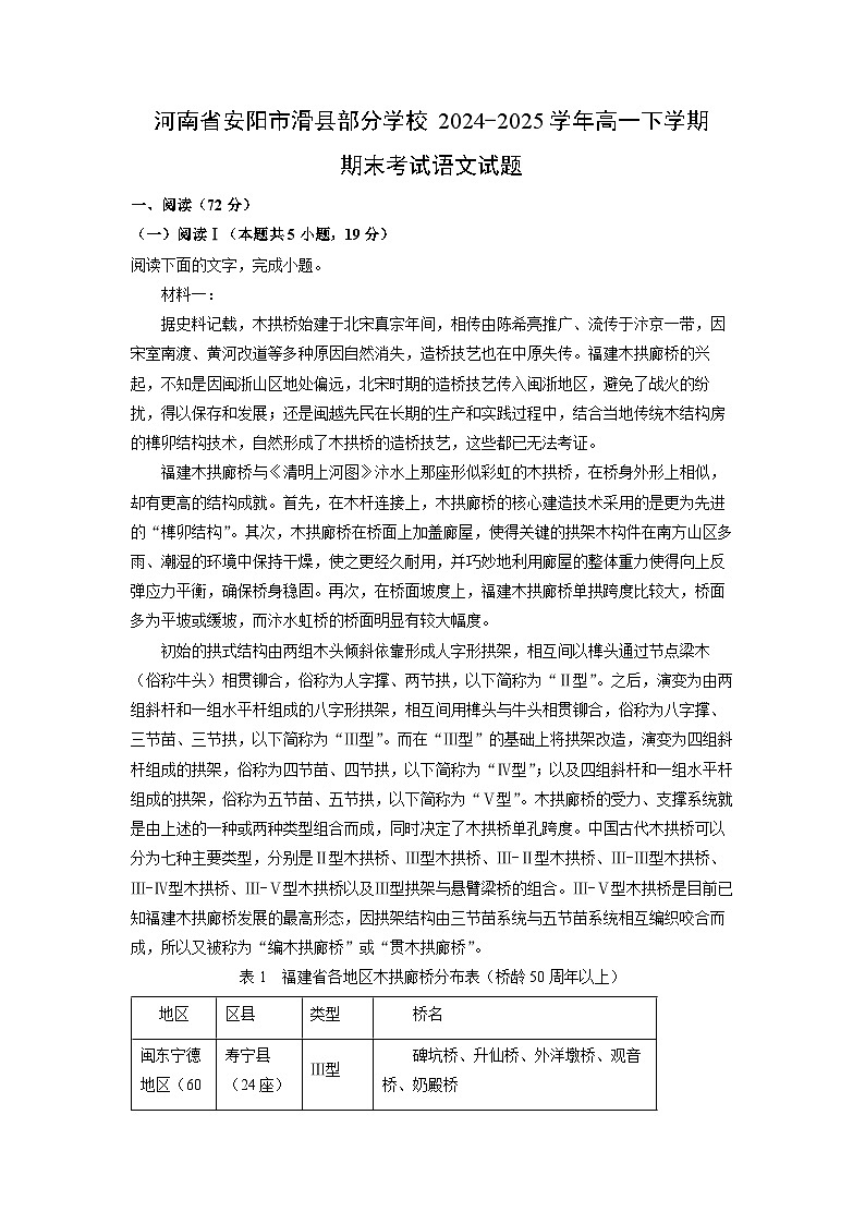 河南省安阳市滑县部分学校2024-2025学年高一下学期期末考试语文试题第1页