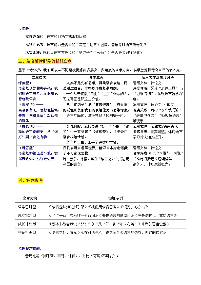 全国名校联盟2026届高三联合开学摸底考试“语言能力决定认知边界”审题立意及范文-2026年高考语文各地名校模考卷作文导写第3页