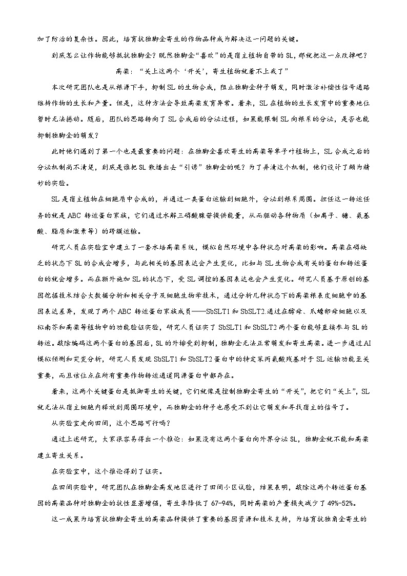 河北省石家庄市辛集市河北辛集中学2025-2026学年高三上学期开学检测语文试题（解析版）第2页