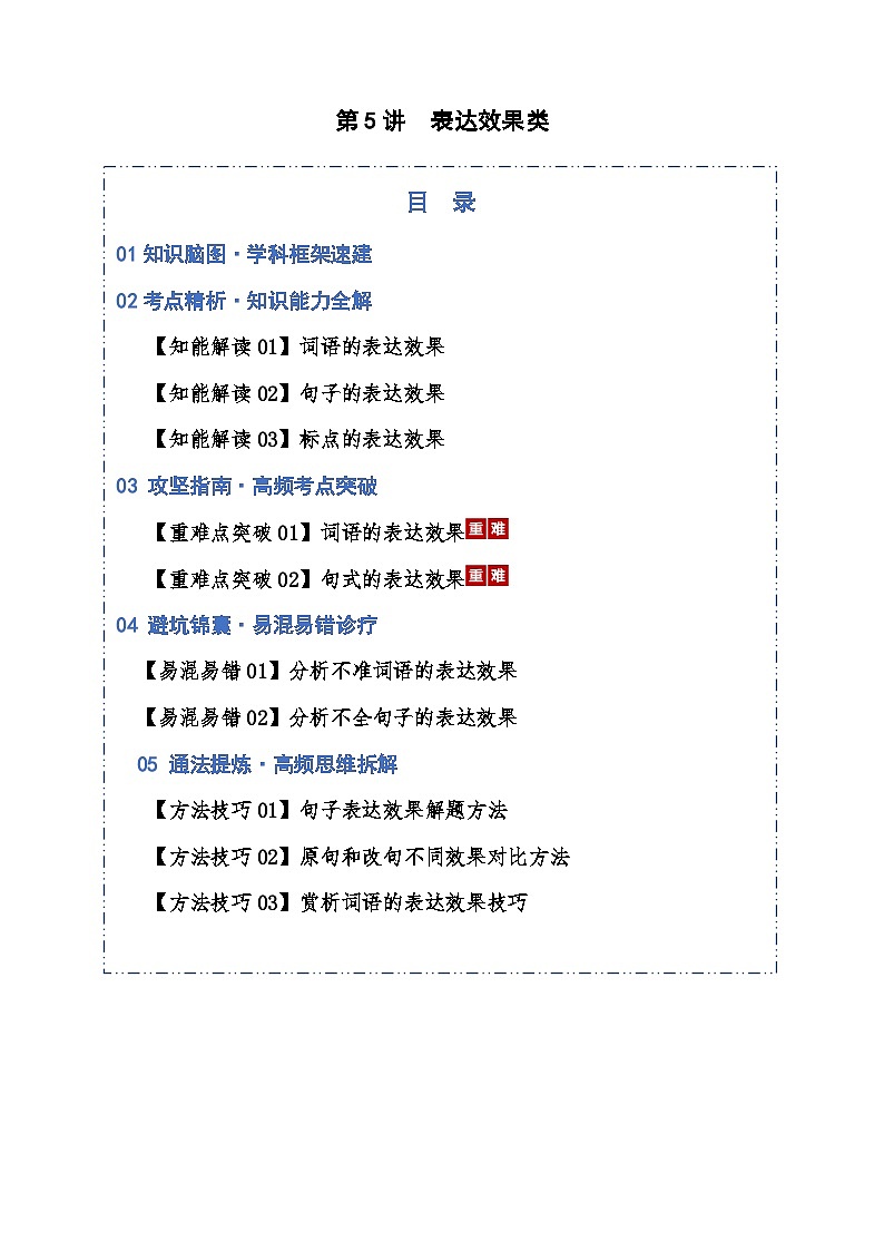 第05讲 表达效果（知识清单）解析版2026年高考语文一轮复习讲练测（全国通用）第1页