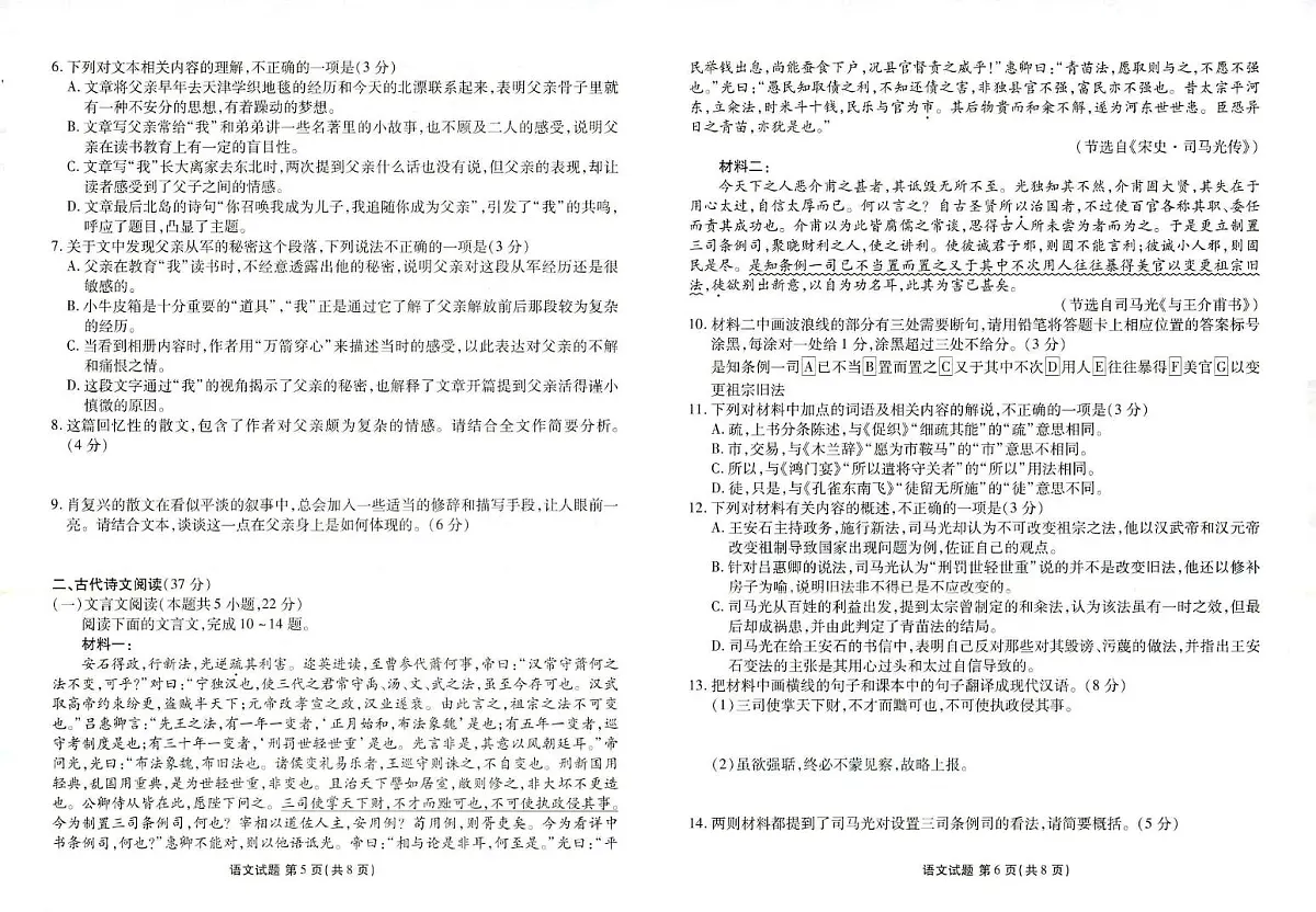 2025届山东省菏泽市高三上学期期中考试语文试卷+答案第3页