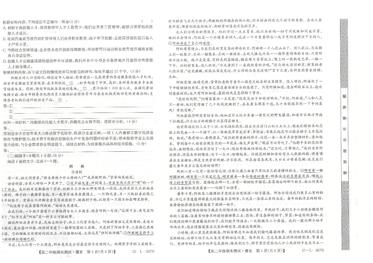 河北省石家庄市2024-2025学年高二年级下学期期末考试语文试题第2页