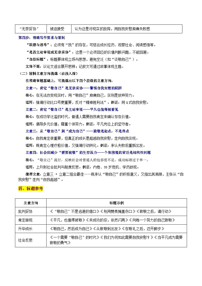 广东“六校联盟”2026届高三年级第二次联考“敬自己，然后成为自己”-2026年高考语文各地名校模考卷作文导写讲练第3页