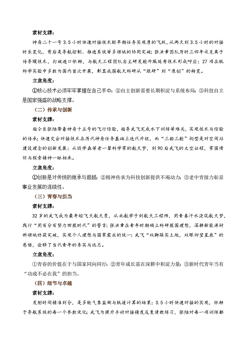 苍穹再书新篇，神舟二十一号逐梦九天-2026年高考语文写作之素材讲练（全国通用）第3页