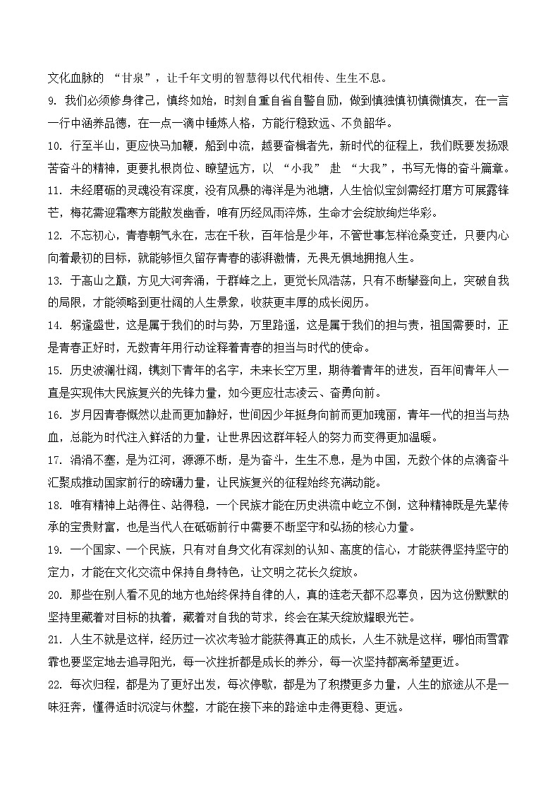 实用作文素材积累19(《人民日报》闪光金句 精彩作文构思）-2026年高考语文作文实用素材运用讲练（全国通用）第2页