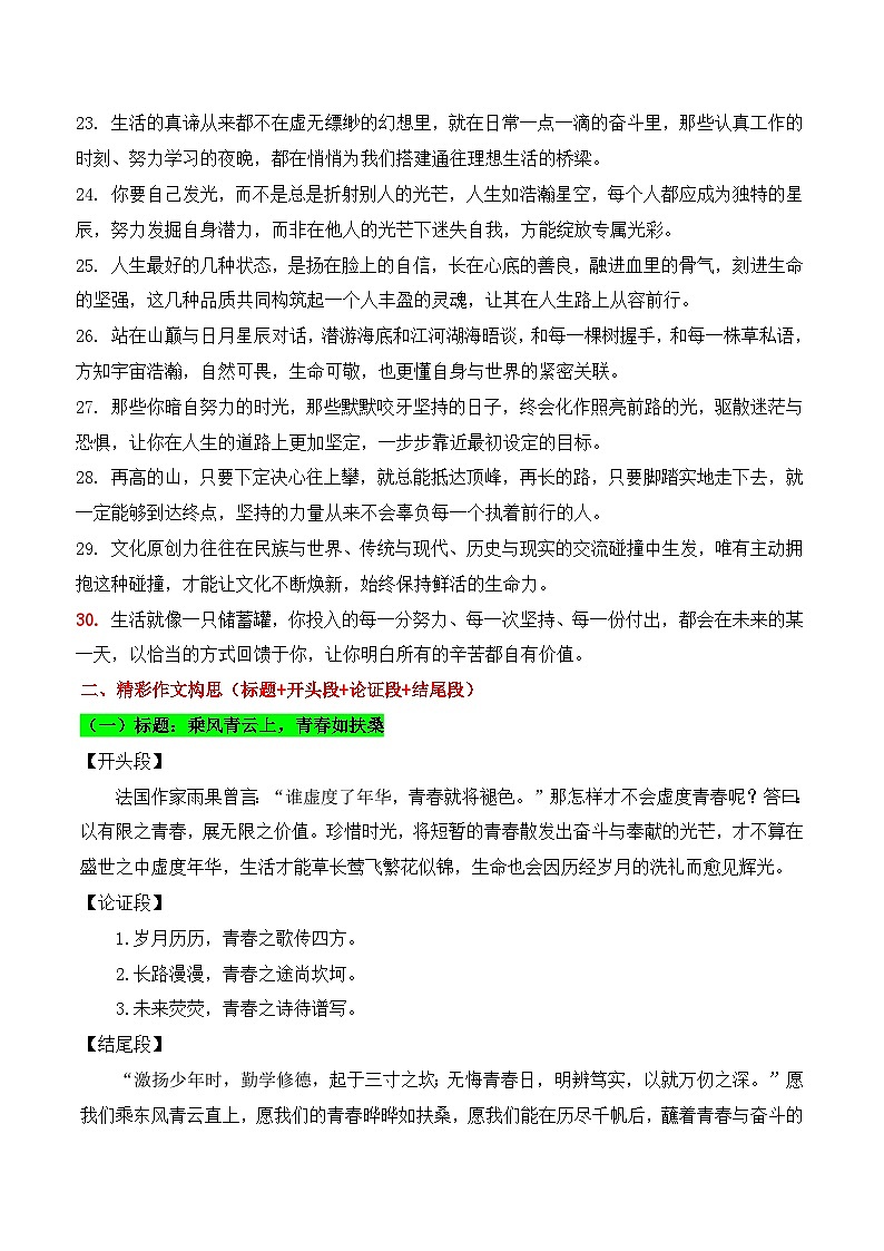 实用作文素材积累19(《人民日报》闪光金句 精彩作文构思）-2026年高考语文作文实用素材运用讲练（全国通用）第3页