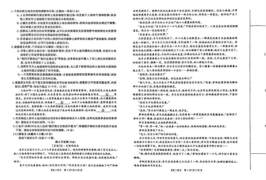河南省部分重点中学2025-2026学年高二上学期10月末质量检测语文试卷及答案第2页