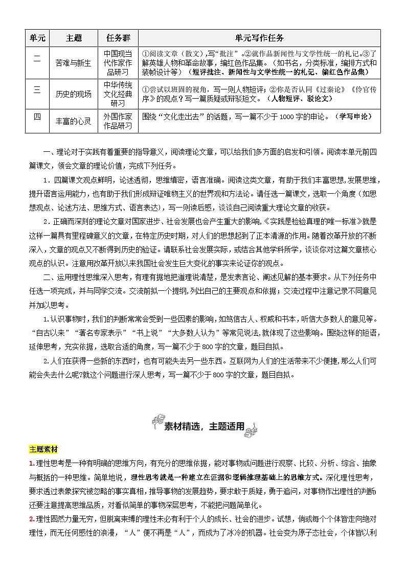 专题01 理论的价值（深化理性思考 在多维度比较中论证）-2026年高考语文一轮复习之教材主题作文讲练（全国通用）第2页