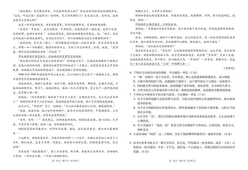 云南师范大学附属中学2024-2025学年高一上学期期中考试 语文 PDF版含解析第3页