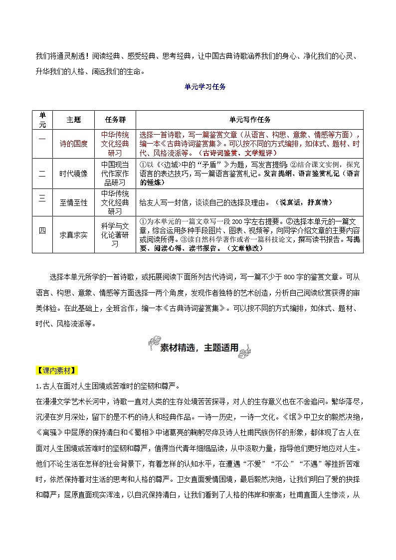 专题01 诗的国度（古诗词价值认识与鉴赏）-2026年高考语文一轮复习之教材主题作文讲练（全国通用）第2页
