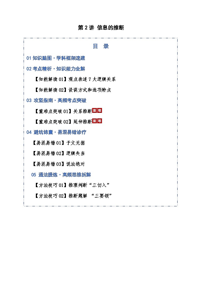 高考语文一轮复习-信息的推断（知识清单）（全国通用）解析版第1页