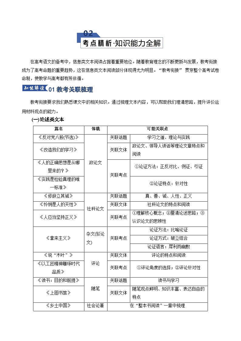 高考语文一轮复习-微专题 教考衔接（知识清单）（全国通用）解析版第3页
