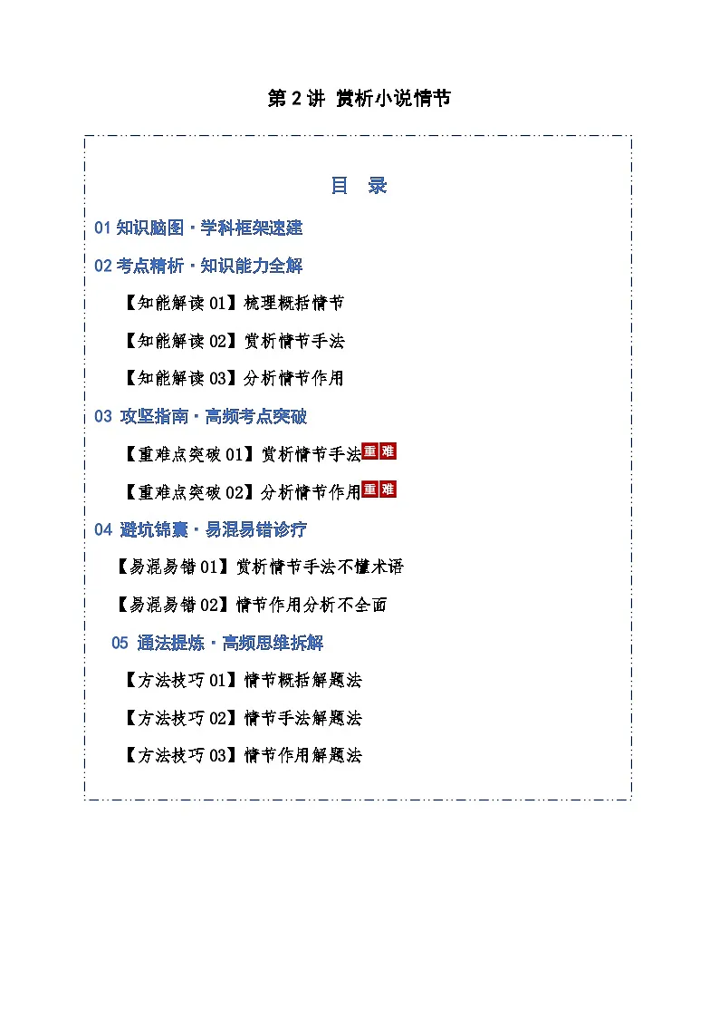 高考语文一轮复习-赏析小说情节（知识清单）（全国通用）解析版第1页
