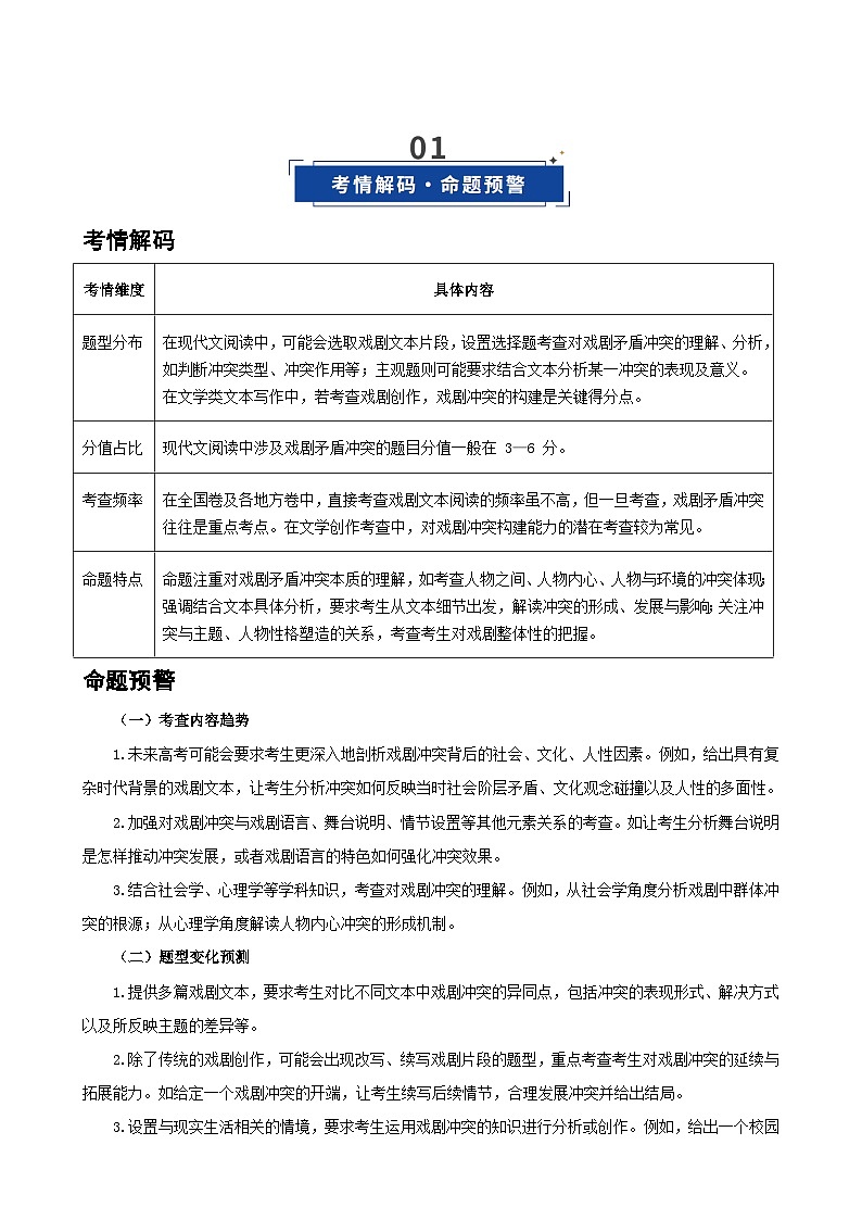 戏剧的矛盾冲突（复习讲义）（全国通用）2026年高考语文一轮复习讲练测第2页