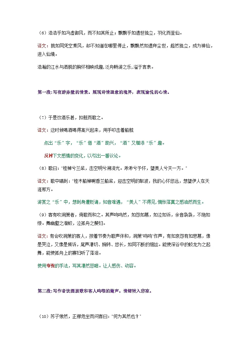 赤壁赋-高中语文必修上册课内古诗文解析+情景默写（教师版） 第3页