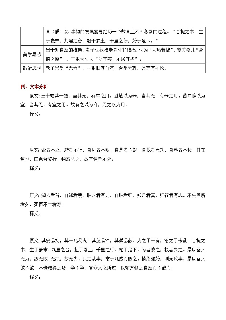 《老子》四章-选择性必修上册-高中语文课内古诗文解析+情景默写（学生版） 第2页