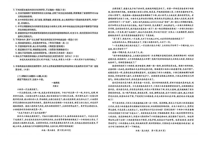 云南民族大学附属高级中学2026届高三上学期联考（四）语文试卷（PDF版附解析）第2页