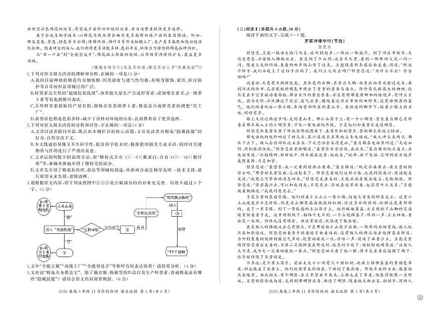 四川省百师联盟2026届高三年级11月阶段检测语文第2页