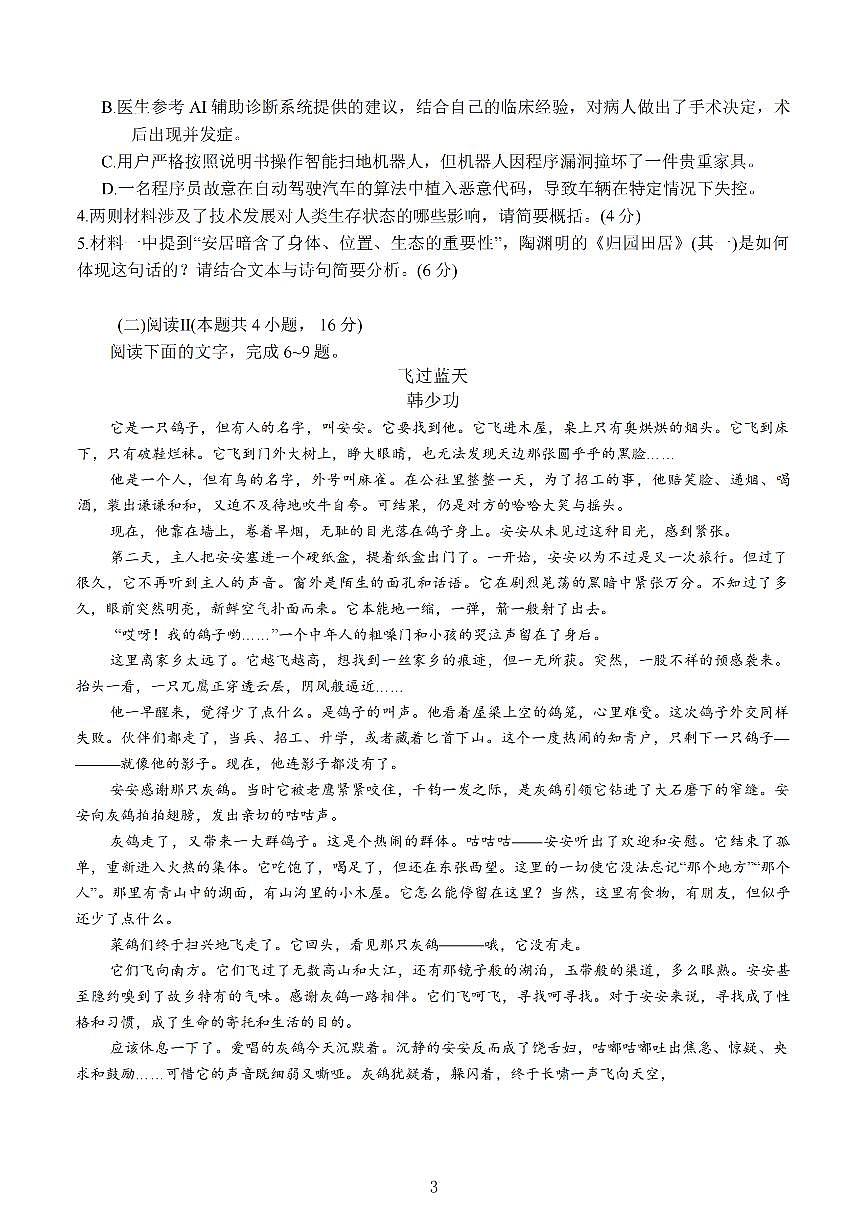 语文-江苏G4联考2026届高三年级上学期12月测试(南师附中、天一、海安、海门)试题及答案第3页