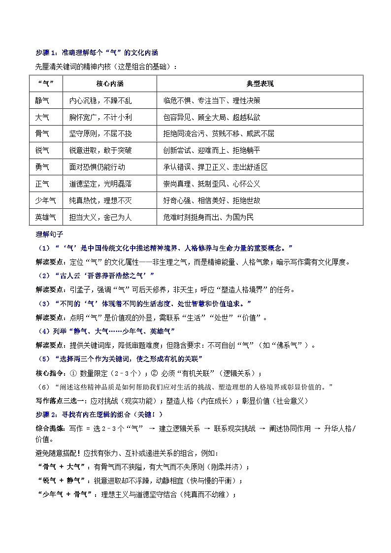 2026届河南省高三九师联盟12月联考 “养气以立人”-2026年高考语文各地名校模考卷作文导写讲练（含答案）第2页