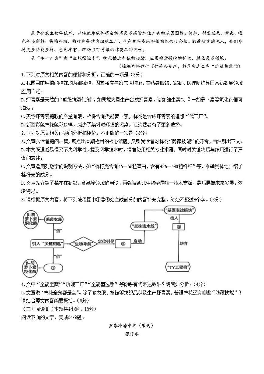 山西省晋中市部分学校2025-2026学年高三上学期11月月考语文试题（含答案）第3页