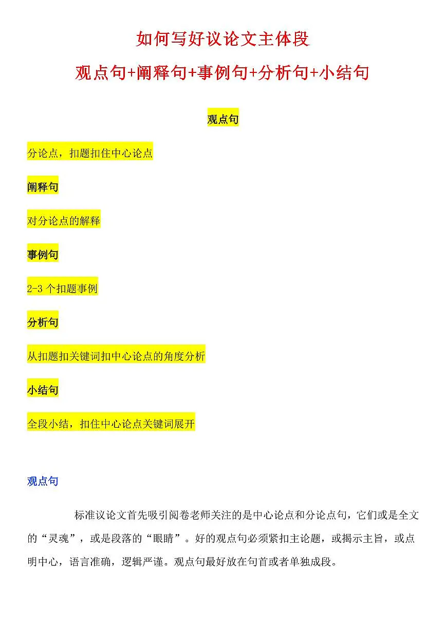 高考语文如何写好议论文主体段（共25页）知识清单第1页