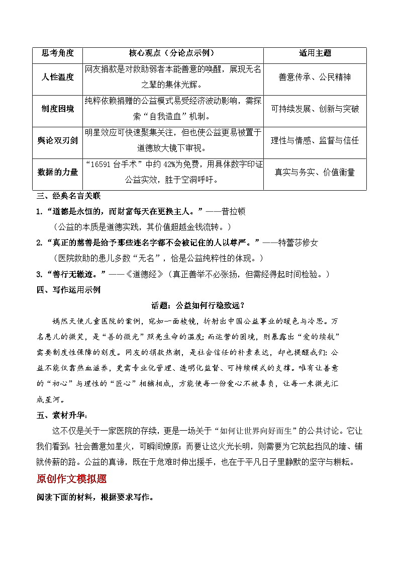 为善心筑堤：公益主题的思辨与表达“如何让世界向好而生”作文写作指导-2026年高考语文作文热点新闻素材讲练（全国通用）第2页