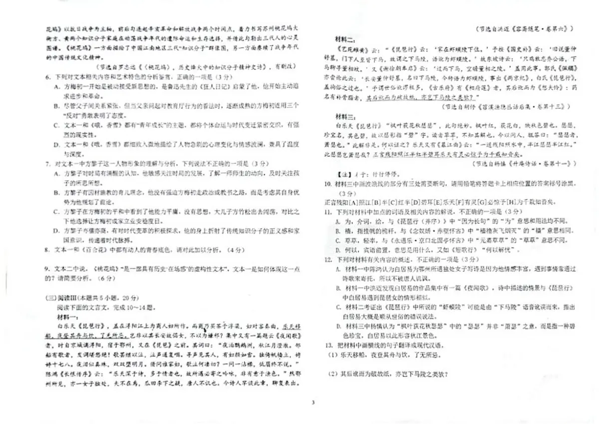 湖南省邵阳市武冈市第二中学2025--2026学年高一上学期期末考试语文试卷（含答案）第3页