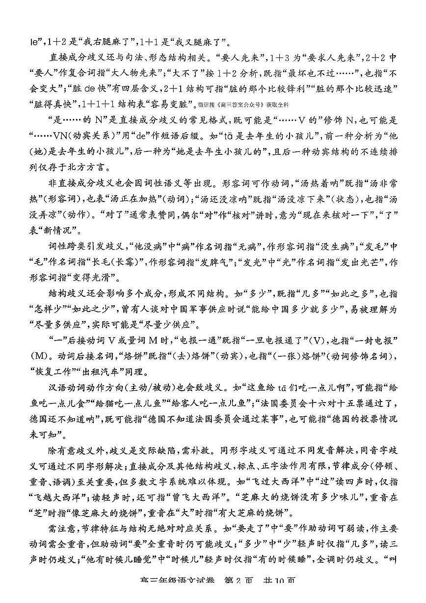 2026届武昌高三上学期1月期末语文试题无答案第2页