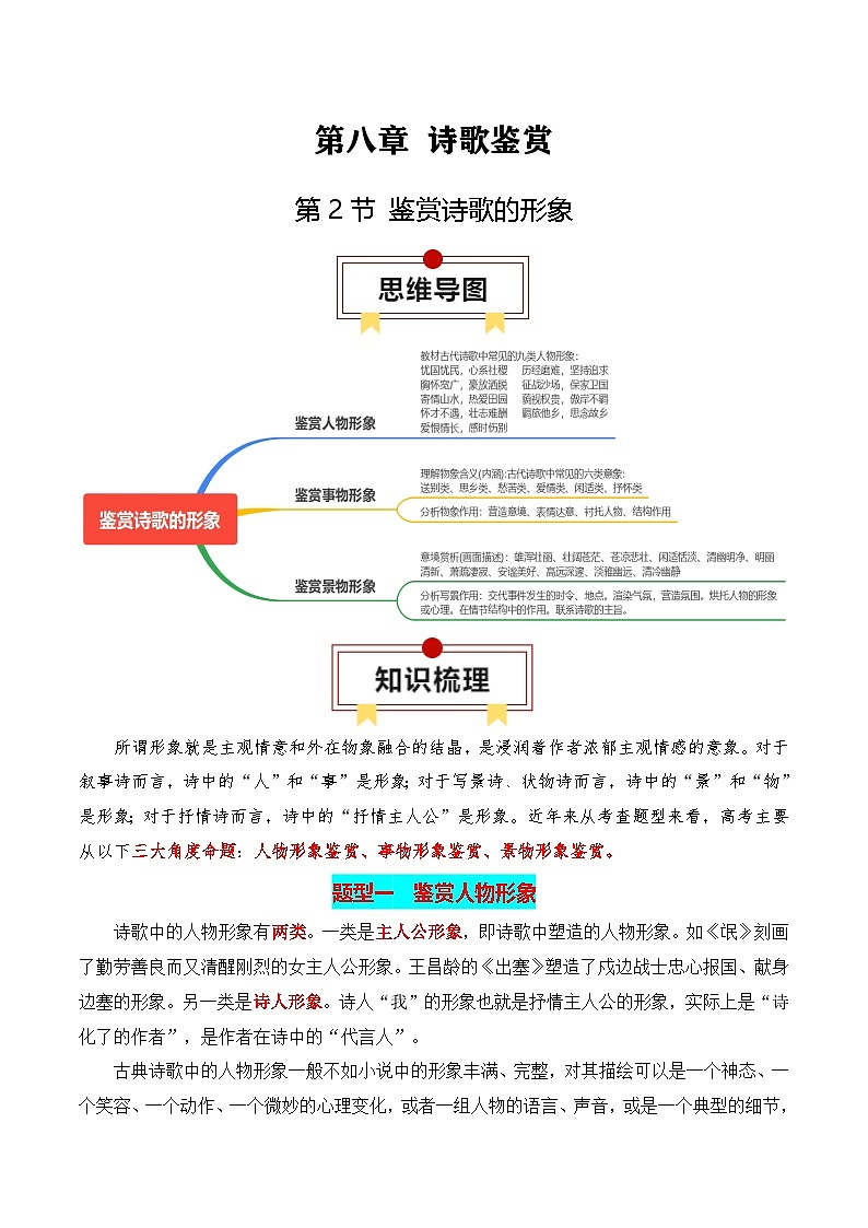鉴赏诗歌的形象-高考语文一轮复习知识清单（全国通用）（解析版）第1页