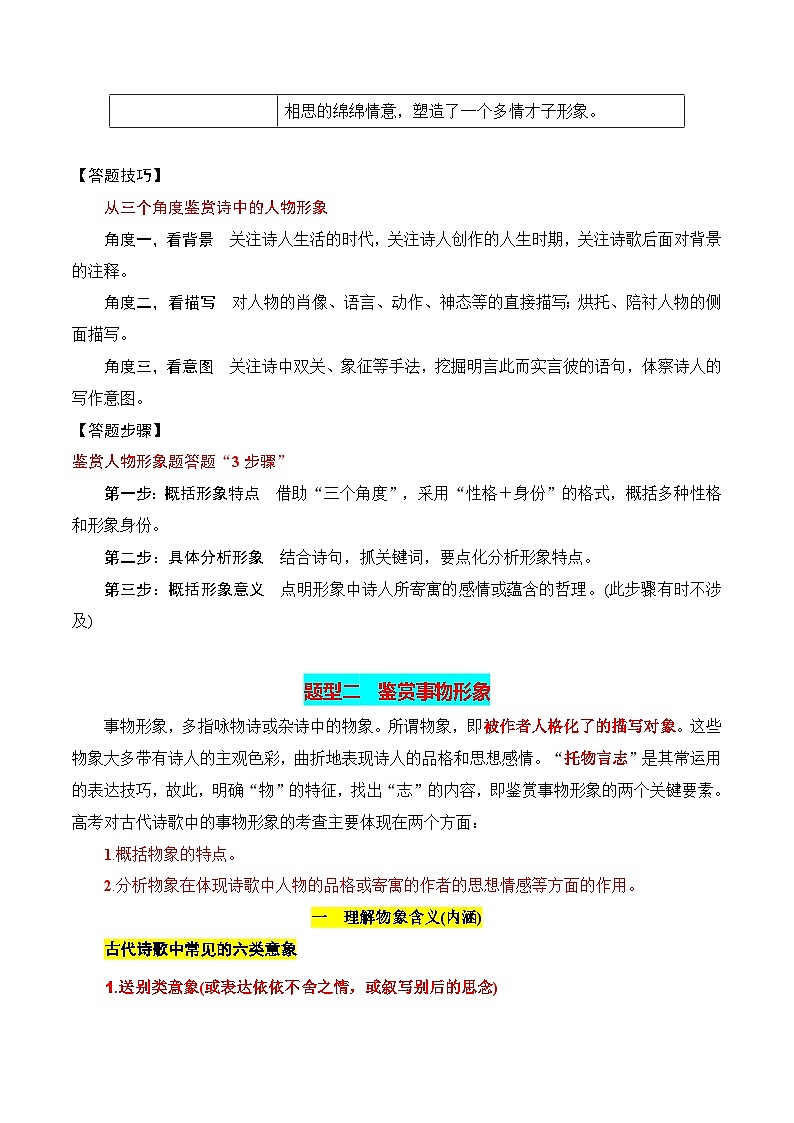 鉴赏诗歌的形象-高考语文一轮复习知识清单（全国通用）（解析版）第3页