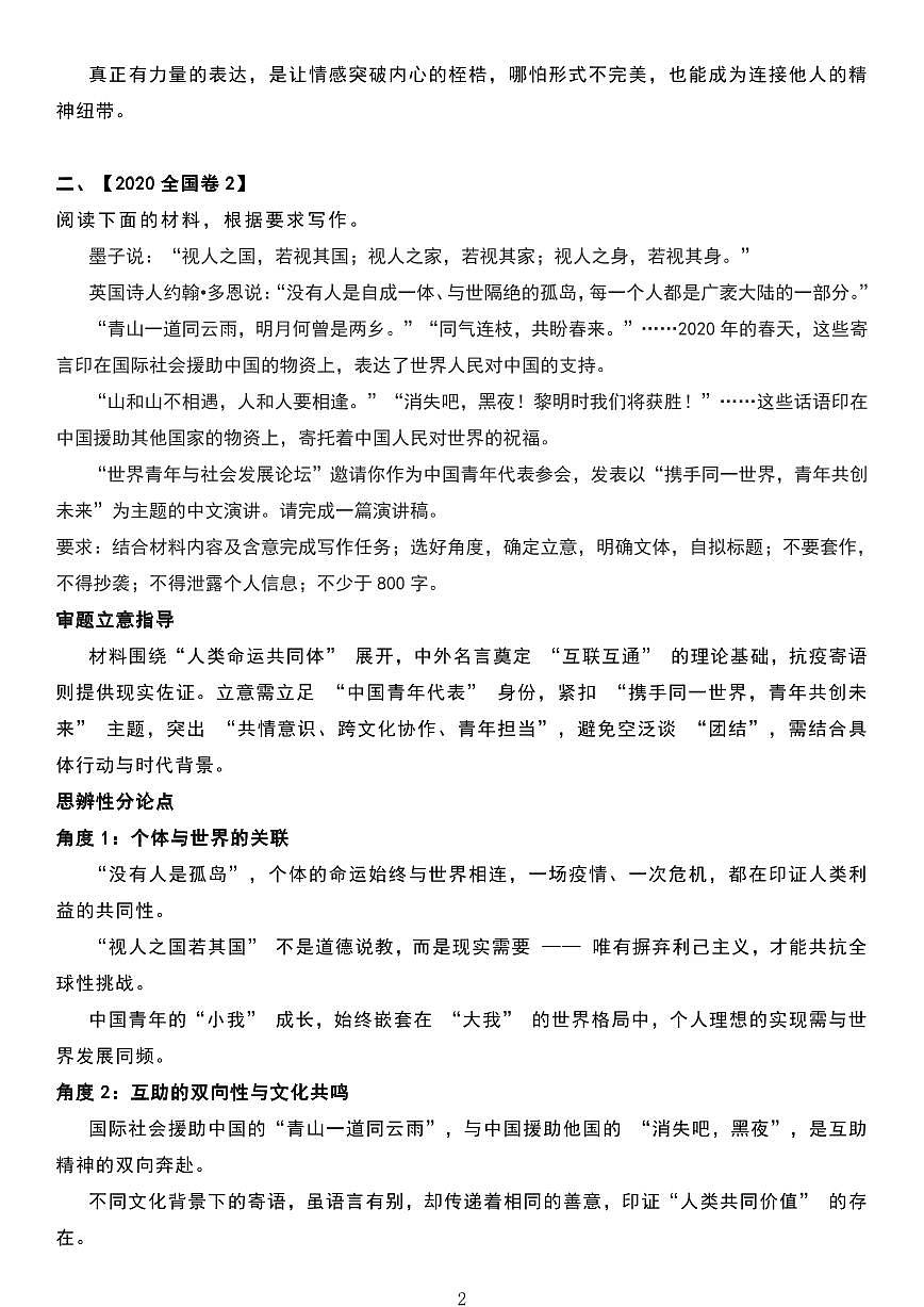 高中语文15个名言类作文立意及思辨分论点知识清单（共20页）第2页