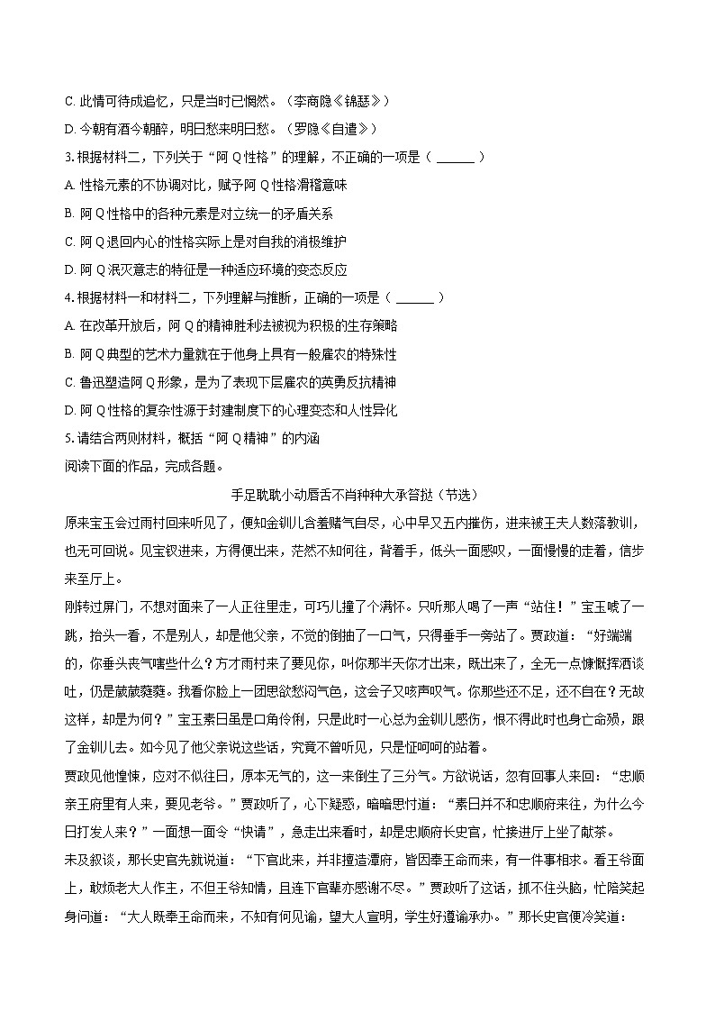2025-2026学年北京市大兴区高二（上）期末语文试卷-自定义类型第3页