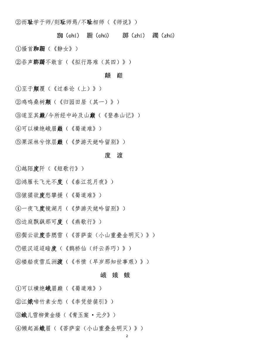 高考语文古诗文易错字整理知识清单（共21页）第2页