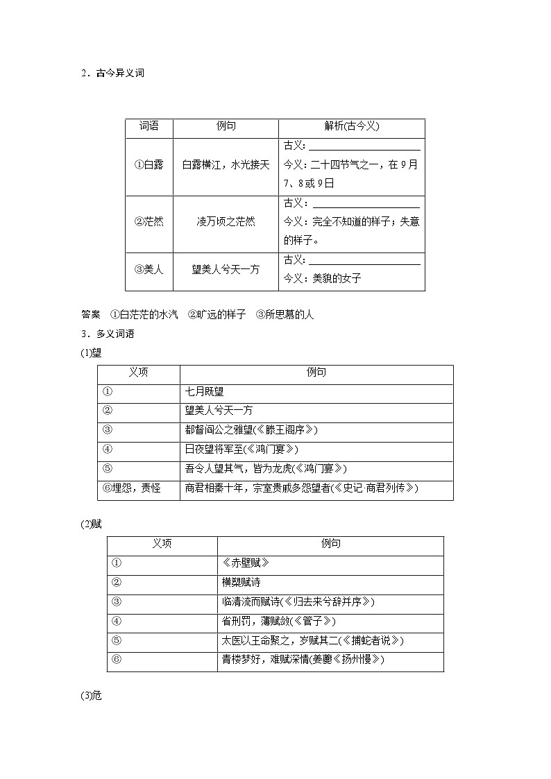 高考语文一轮讲义-必修上册(二)单篇梳理3赤壁赋第3页