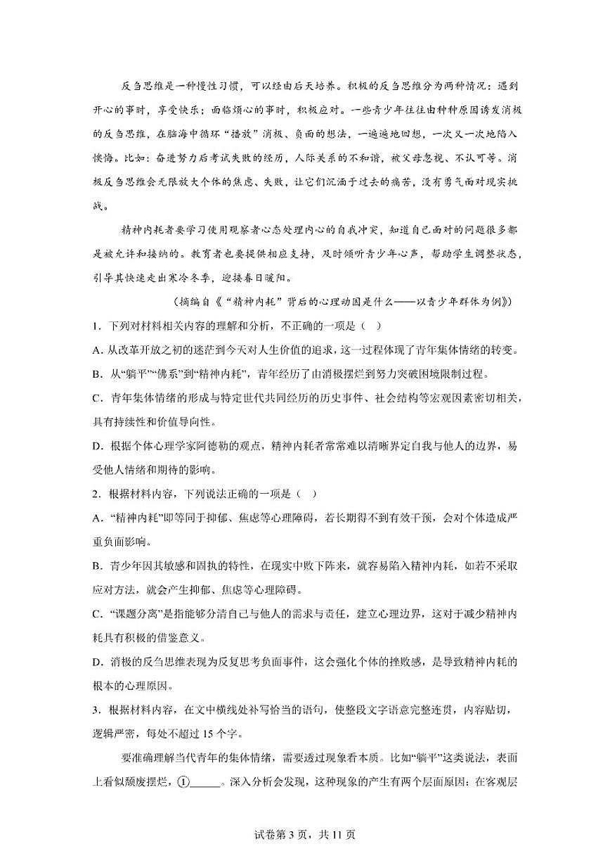 2025-2026学年云南省曲靖市宣威市第一中学高二上学期期末考试语文试卷（含答案）第3页