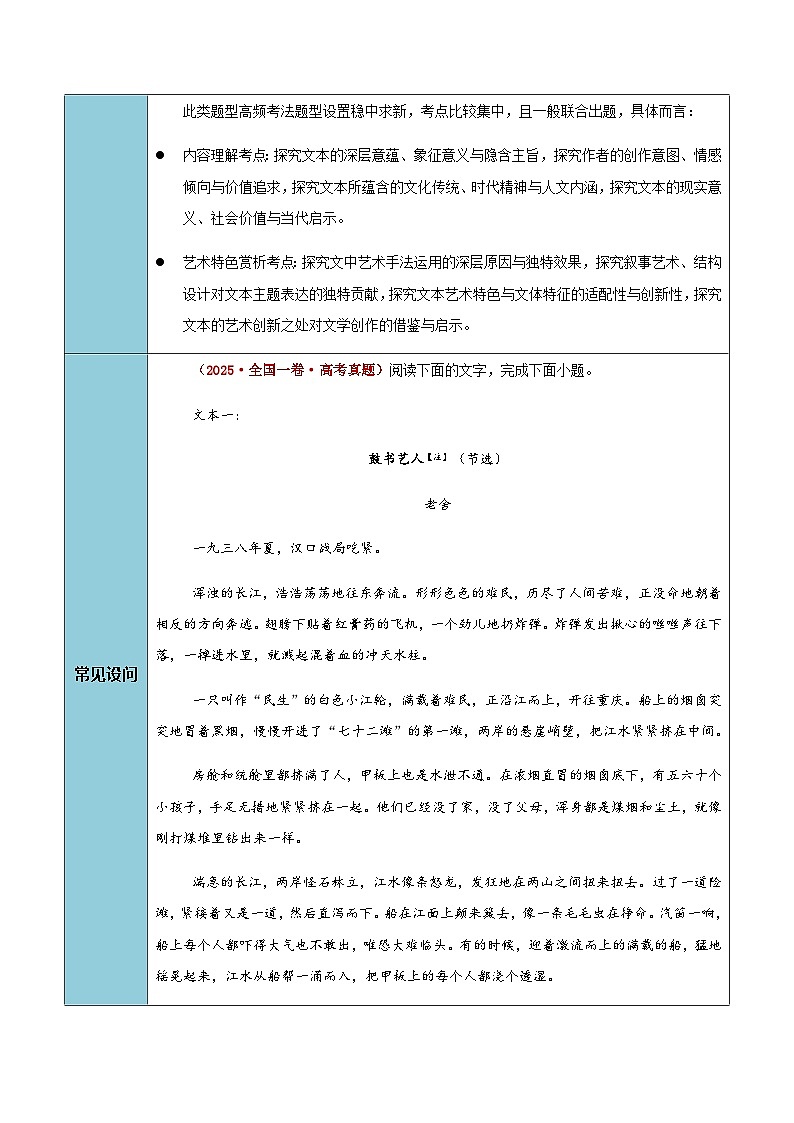 高考语文二轮讲义-文学类文本阅读（内容理解与艺术特色赏析）（知识·方法·能力清单）（全国通用）（教师版）第2页