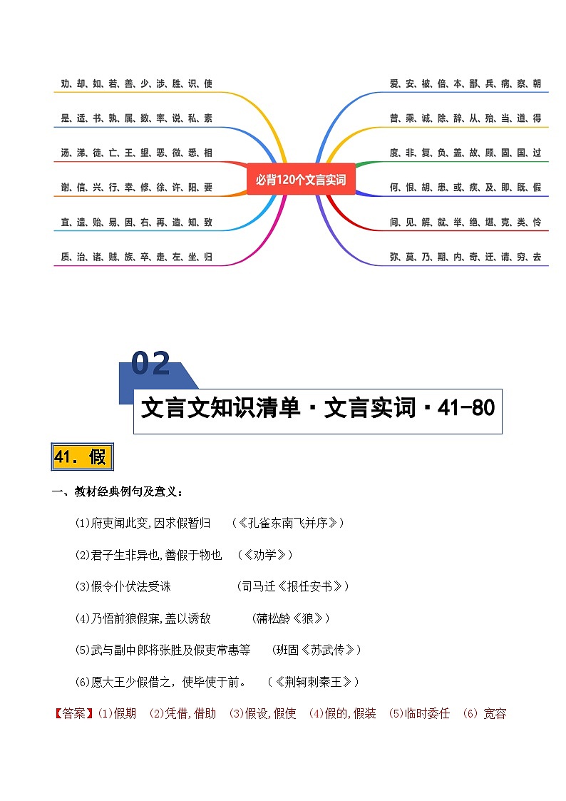 高考语文一轮-必背120个文言实词（41-80）（知识清单）（全国通用）教师版第2页