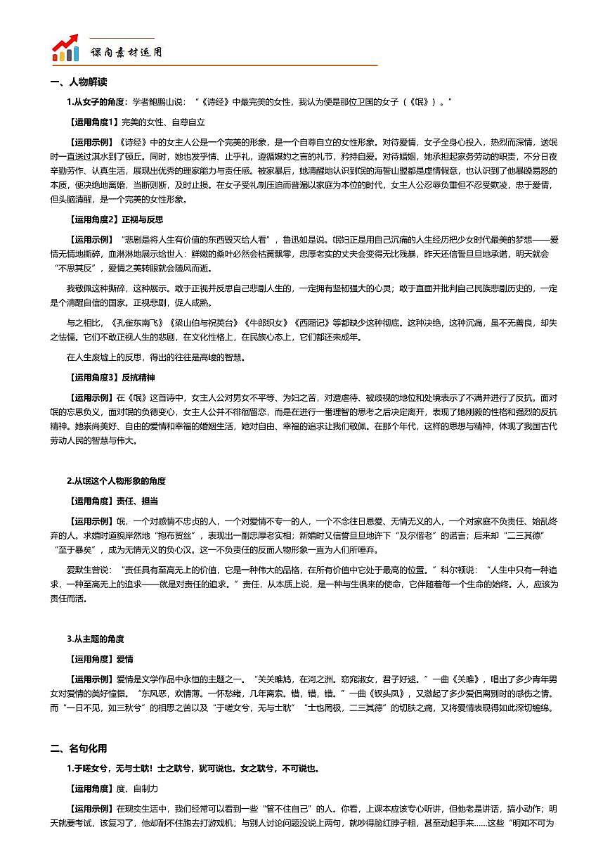 2026年语文高考二轮专题复习写作素材练习-氓《诗经·卫风》第1页