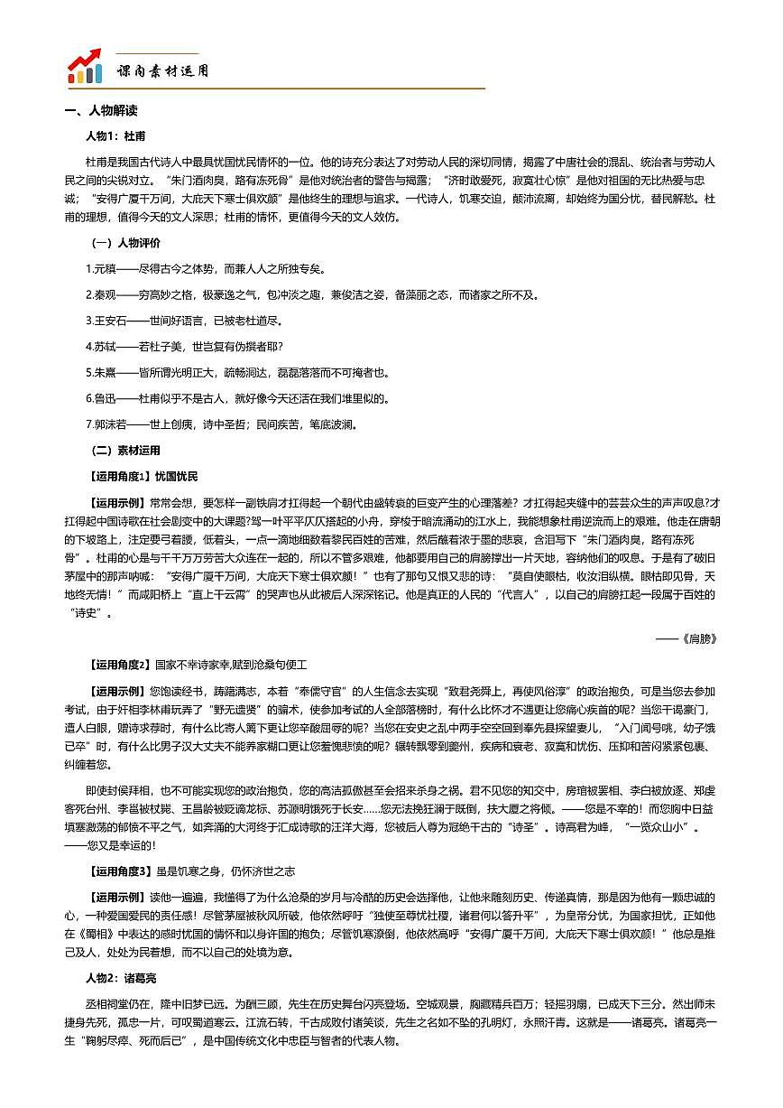 2026年语文高考二轮专题复习写作素材练习-蜀相 杜甫第1页