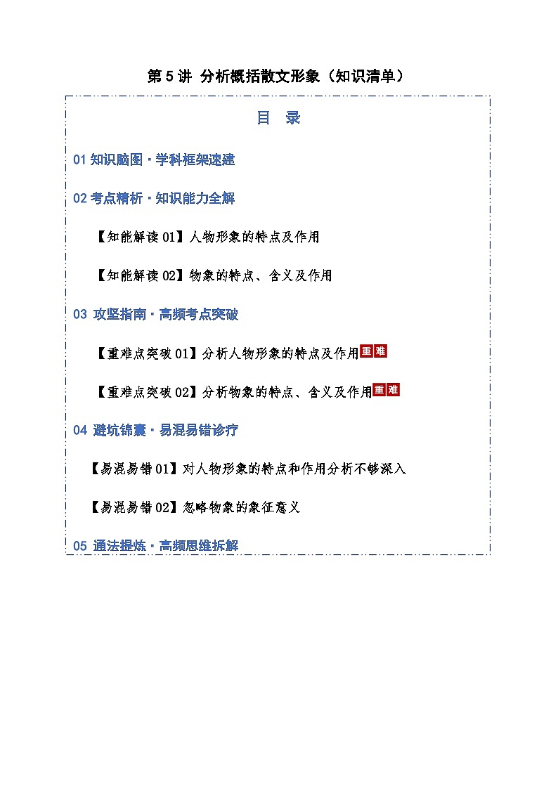 高考语文一轮-分析概括散文形象（知识清单）（全国通用）学生版第1页