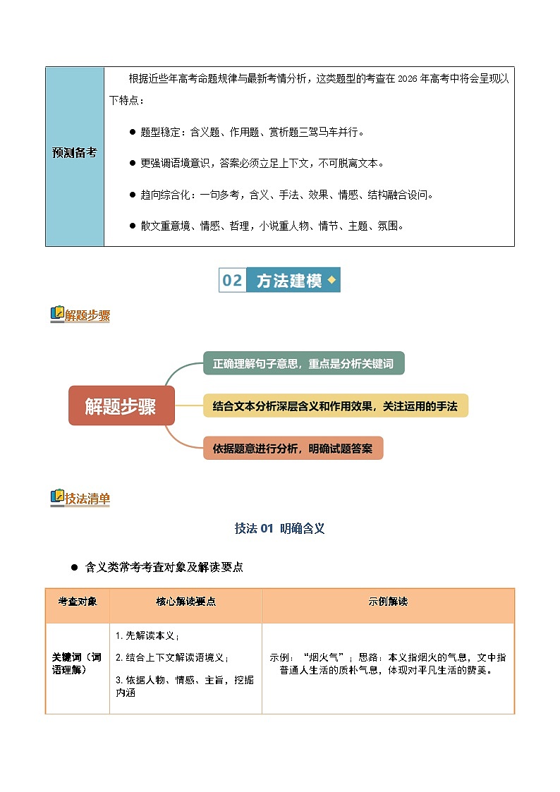 高考语文二轮-文学类文本阅读（关键词句分析）（知识清单）（全国通用）（教师版）第3页