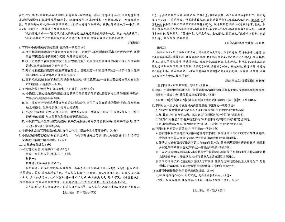 广东省部分学校2024-2025学年高二下学期5月联考语文试卷（含答案）第3页
