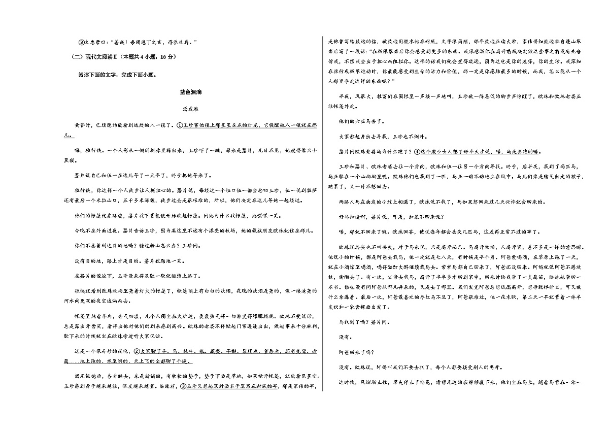 高考语文一模突破卷01（全国一卷通用）（考试版A3）第3页