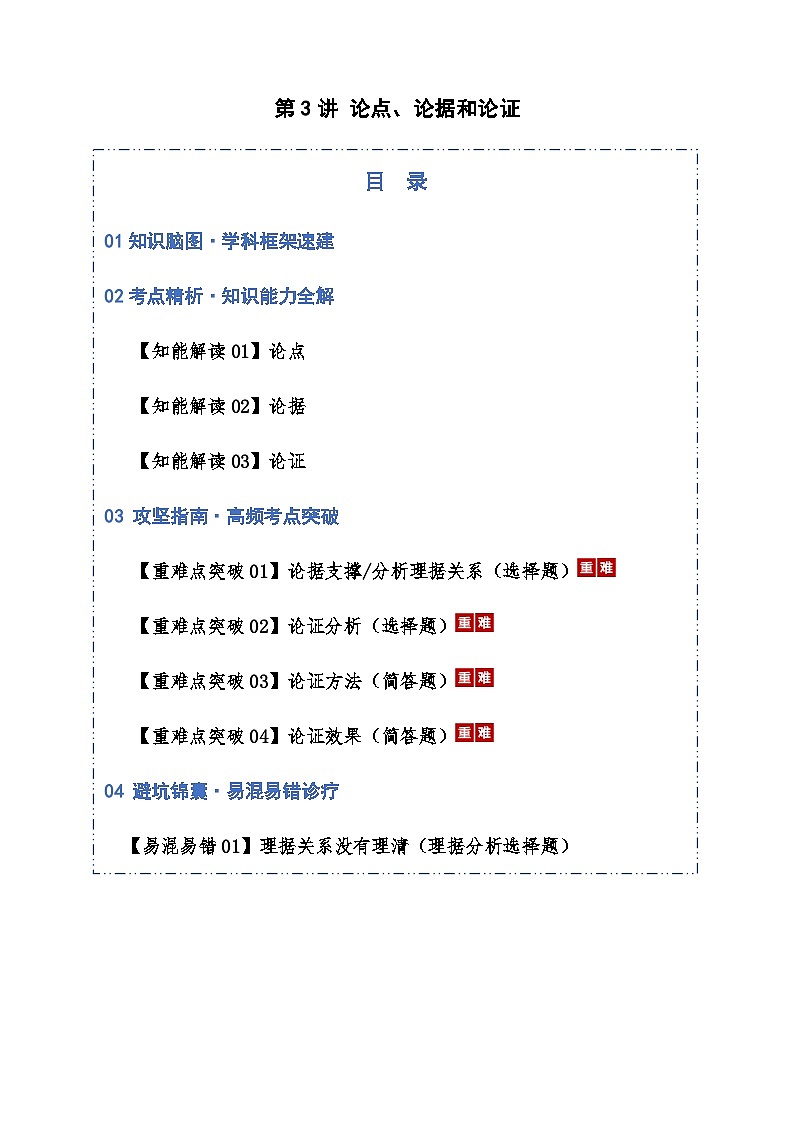 高考语文一轮-论点、论据和论证（知识清单）（全国通用）教师版第1页