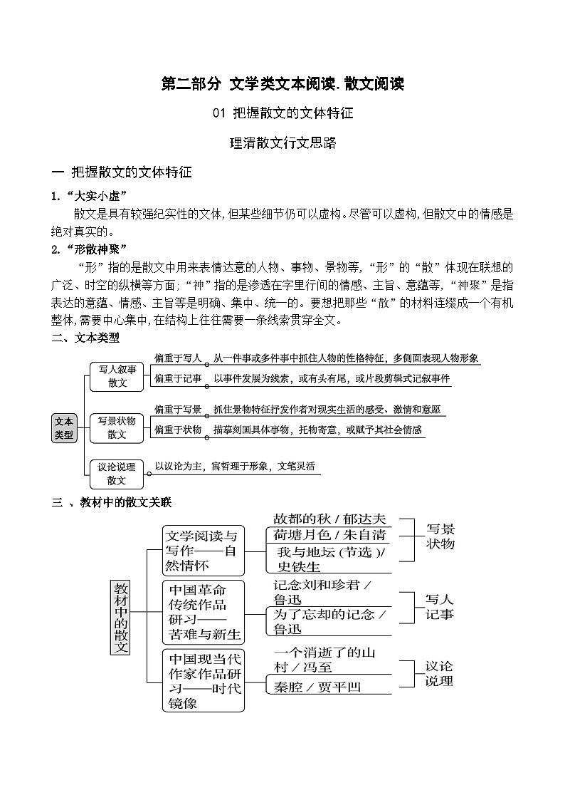 高考语文一轮复习 文学类文本阅读 讲与练01 把握散文的文体特征，理清散文行文思路第1页