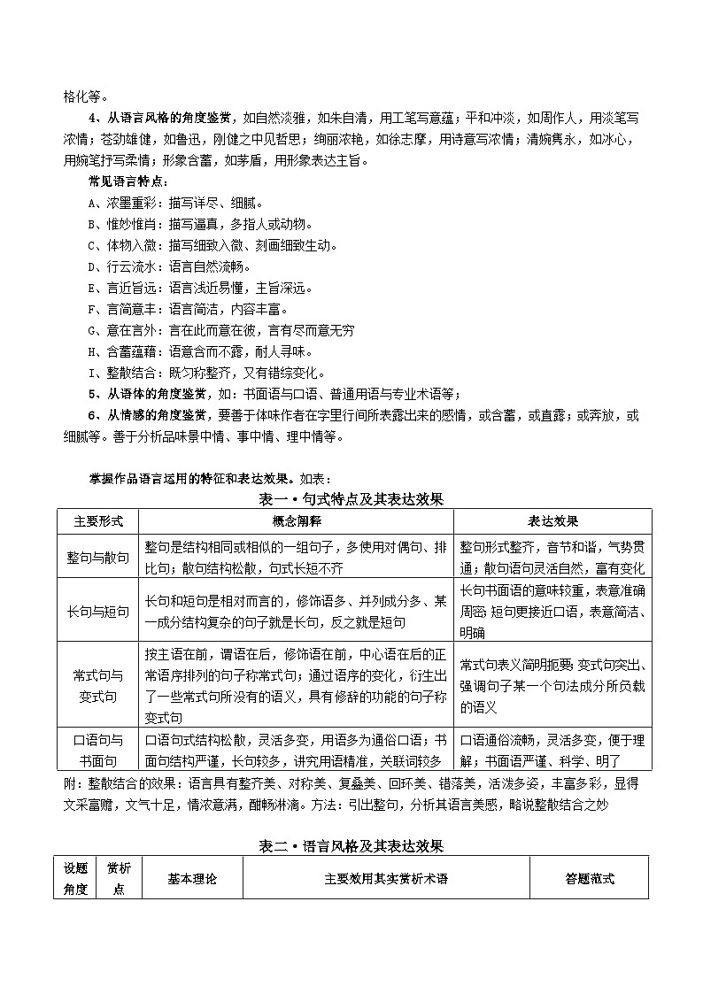 高考语文二轮专题复习 现代文阅读考点讲练 考点14 赏析语言特点（解析版）第2页