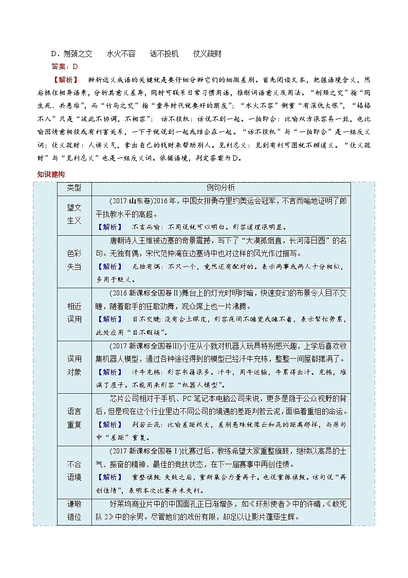 高考语文一轮复习考点巩固练习考点01正确使用词语(熟语)（含答案解析）第3页