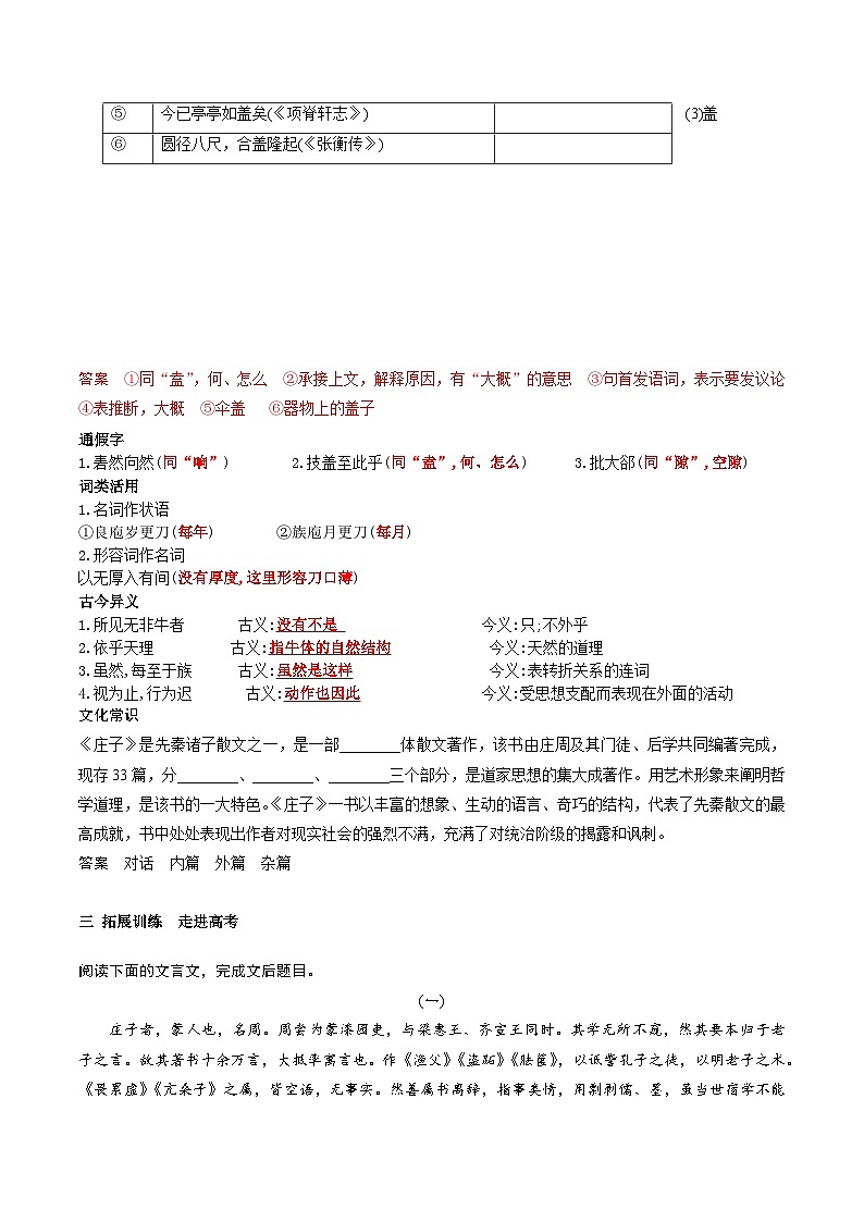 高考语文一轮复习 课内文言文挖空训练《庖丁解牛》（解析版）第3页